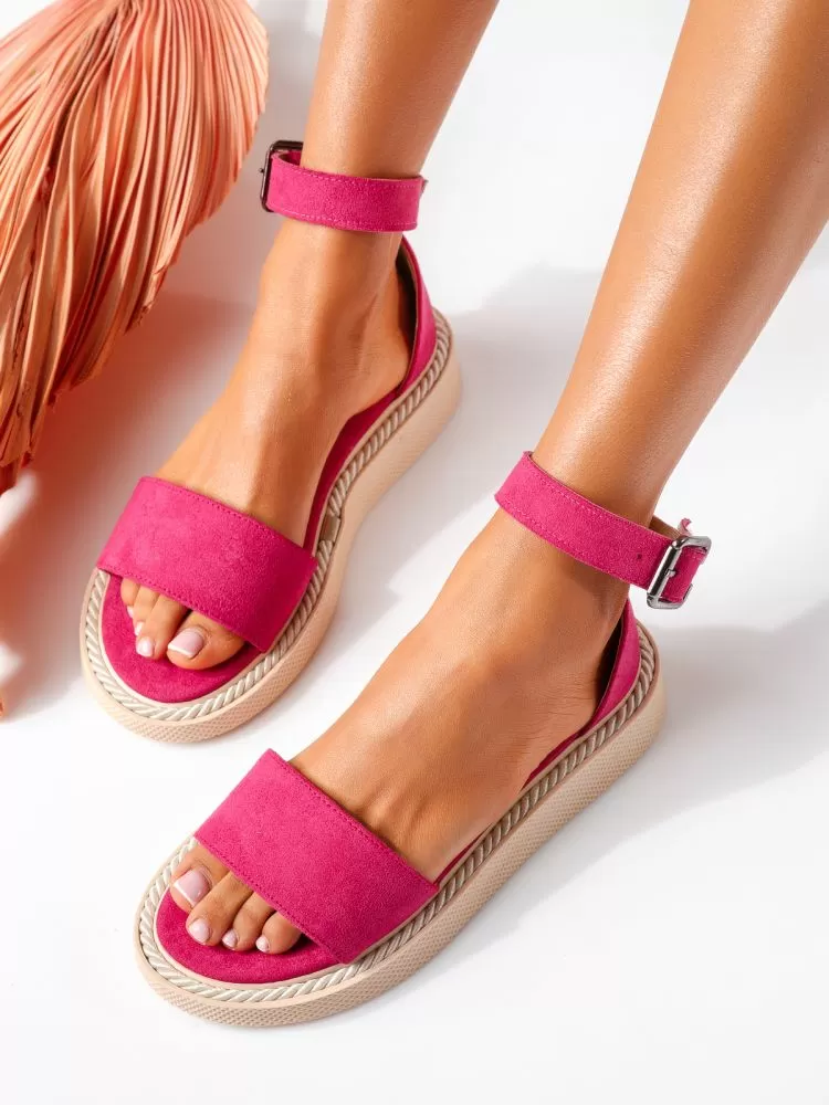 Sandale cu talpa joasa dama fucsia din piele ecologica intoarsa Alexa #19301