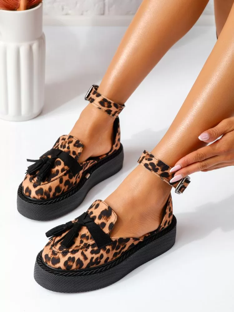 Pantofi casual dama leopard din material textil Lena #19339