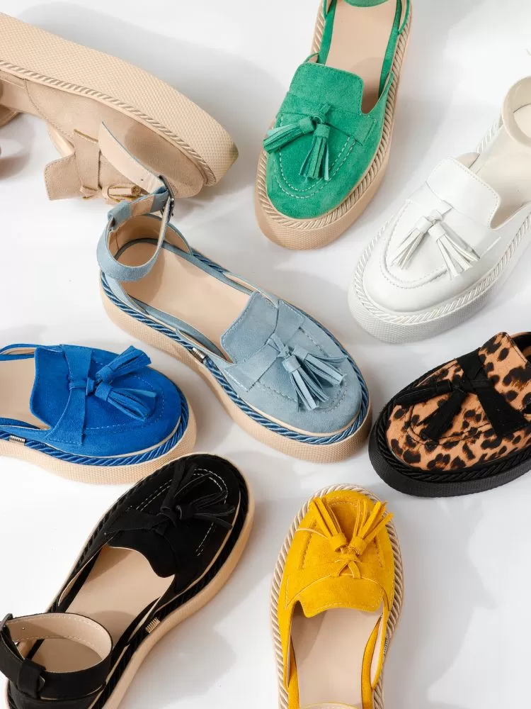 Pantofi casual dama negri din piele ecologica intoarsa Lena #19345