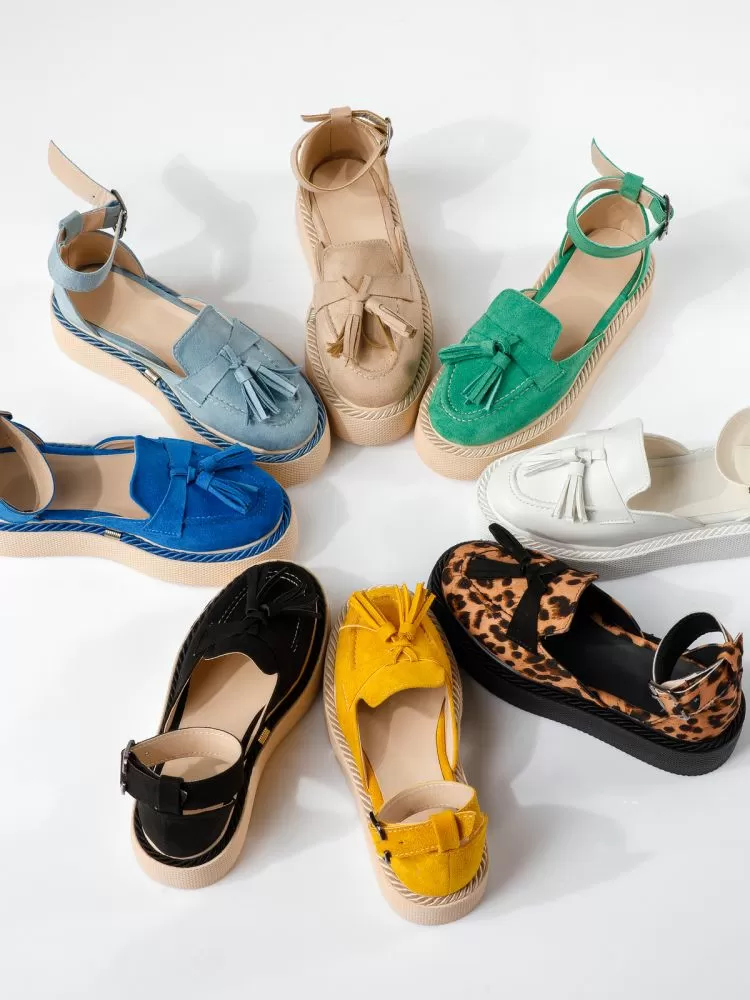 Pantofi casual dama negri din piele ecologica intoarsa Lena #19345