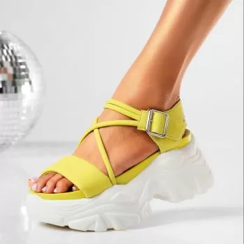Sandale cu platforma dama verzi din piele ecologica Nadia #19392