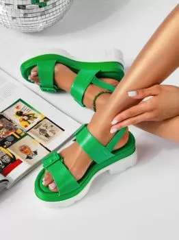 Sandale cu platforma dama verzi din piele ecologica Olivia #19398