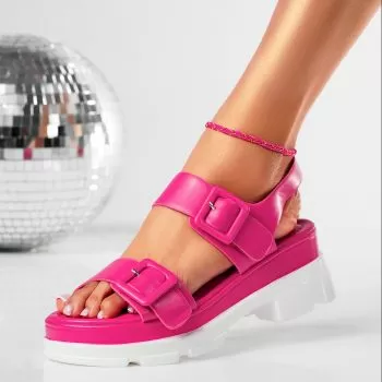 Sandale cu platforma dama fucsia din piele ecologica Olivia #19400