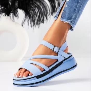 Sandale cu platforma dama albastre din piele ecologica Albera #19466