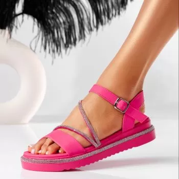 Sandale cu platforma dama roz din piele ecologica Aya #19471