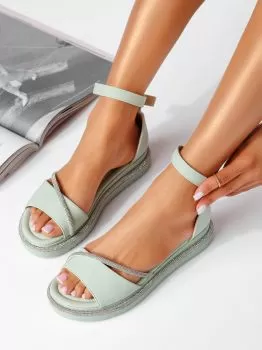 Sandale cu platforma dama verzi din piele ecologica Calina #19487