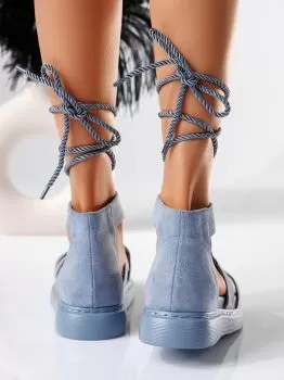 Sandale cu platforma dama albastre din piele ecologica intoarsa Diamond #19502