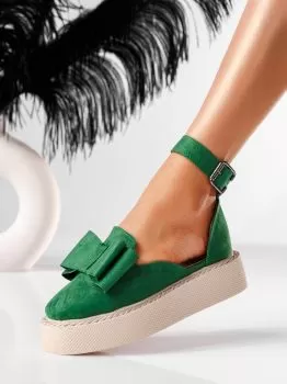 Pantofi casual dama verzi din piele ecologica intoarsa Agnes #19558