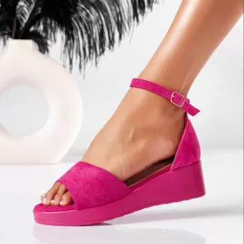 Sandale cu platforma dama fucsia din piele ecologica intoarsa Amalia #19568