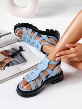 Sandale cu platforma albastre din piele ecologica Nora #19605