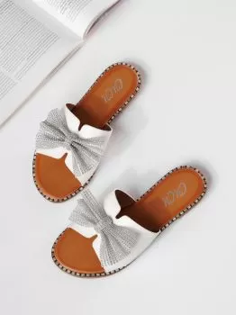 Papuci dama albi din piele ecologica Lily #19623