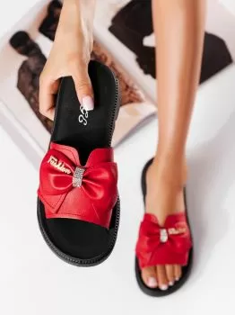 Papuci cu platforma dama rosii din piele ecologica Elena #19660