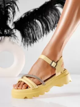 Sandale cu platforma dama galbene din piele ecologica Anita #19717