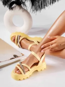 Sandale cu platforma dama galbene din piele ecologica Anita #19717