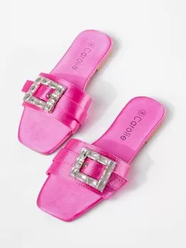 Papuci dama fucsia din satin Delia #19731