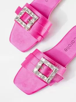 Papuci dama fucsia din satin Delia #19731