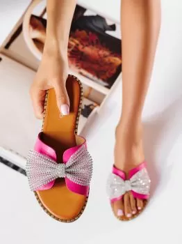 Papuci dama fucsia din piele ecologica Ina #19746