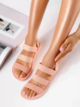 Sandale cu talpa joasa dama din material textil roz Simona  #19765