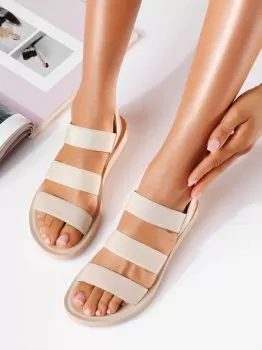 Sandale cu talpa joasa dama din material textil bej Simona #19767