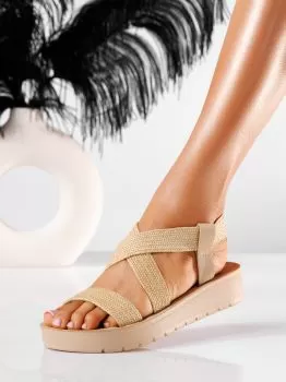 Sandale cu platforma dama din piele ecologica bej  Isra #19787