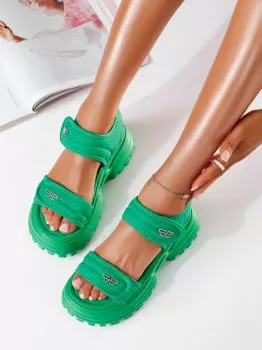 Sandale cu platforma dama verzi din piele ecologica Ilina #19795