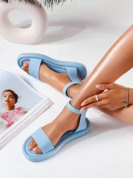 Sandale cu talpa joasa dama albastre din piele ecologica Leah #19856