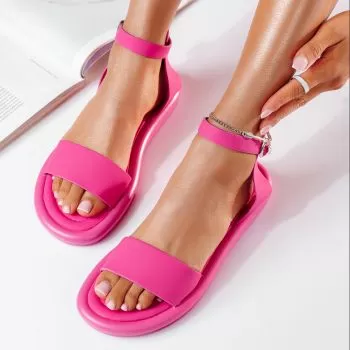 Sandale cu talpa joasa dama roz din piele ecologica Leah #19857