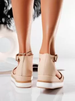 Sandale cu platforma dama bej din piele ecologica Chira #19867