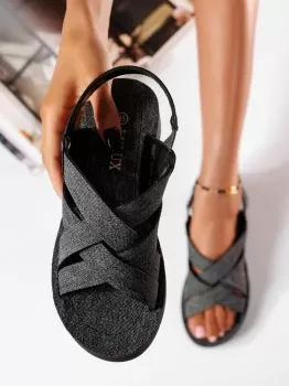 Sandale cu platforma dama negre din piele ecologica Simone #19872