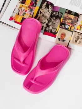 Papuci cu platforma dama fucsia din material sintetic  Nicola #19880