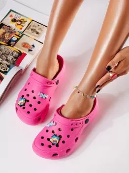 Papuci cu platforma dama fucsia din material sintetic Vanessa2 #19890