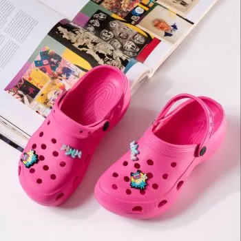 Papuci cu platforma dama fucsia din material sintetic Vanessa2 #19890