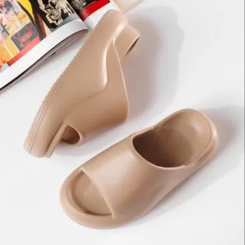 Papuci cu platforma dama khaki din material sintetic Ellis #19901