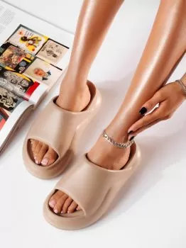 Papuci cu platforma dama khaki din material sintetic Ellis #19901