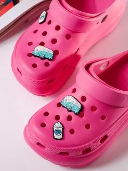 Papuci cu platforma dama fucsia din material sintetic Vanessa #19909