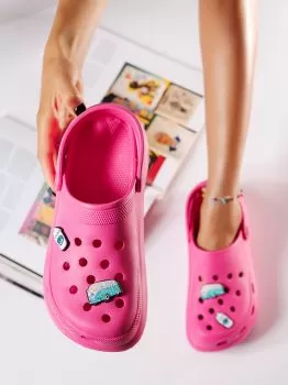 Papuci cu platforma dama fucsia din material sintetic Vanessa #19909