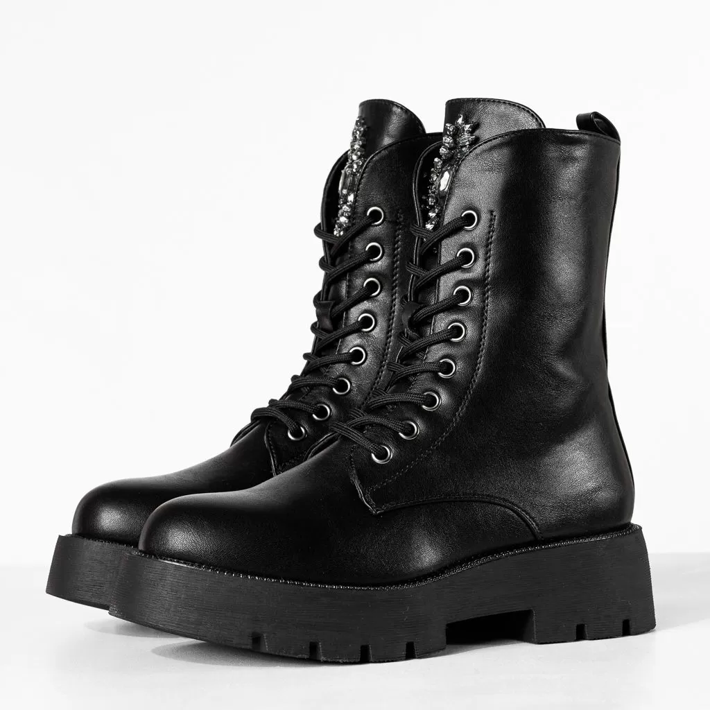 Ghete dama negre din piele ecologica Calliope #20169