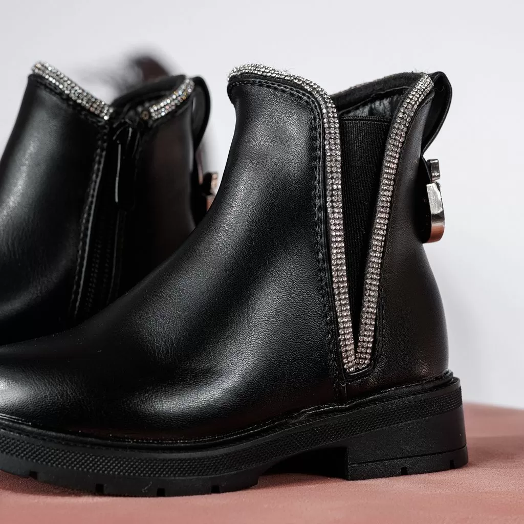 Ghete fete negre din piele ecologica Cindy #20258