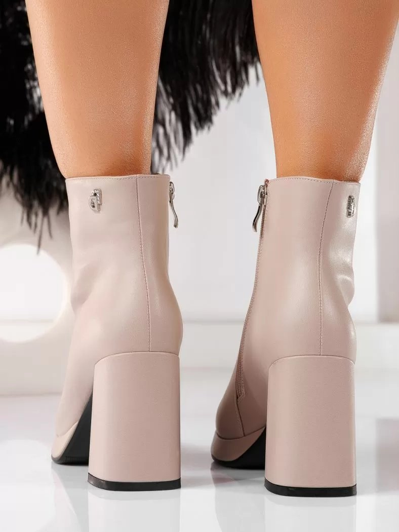 Botine dama roz din piele ecologica Susie #20540