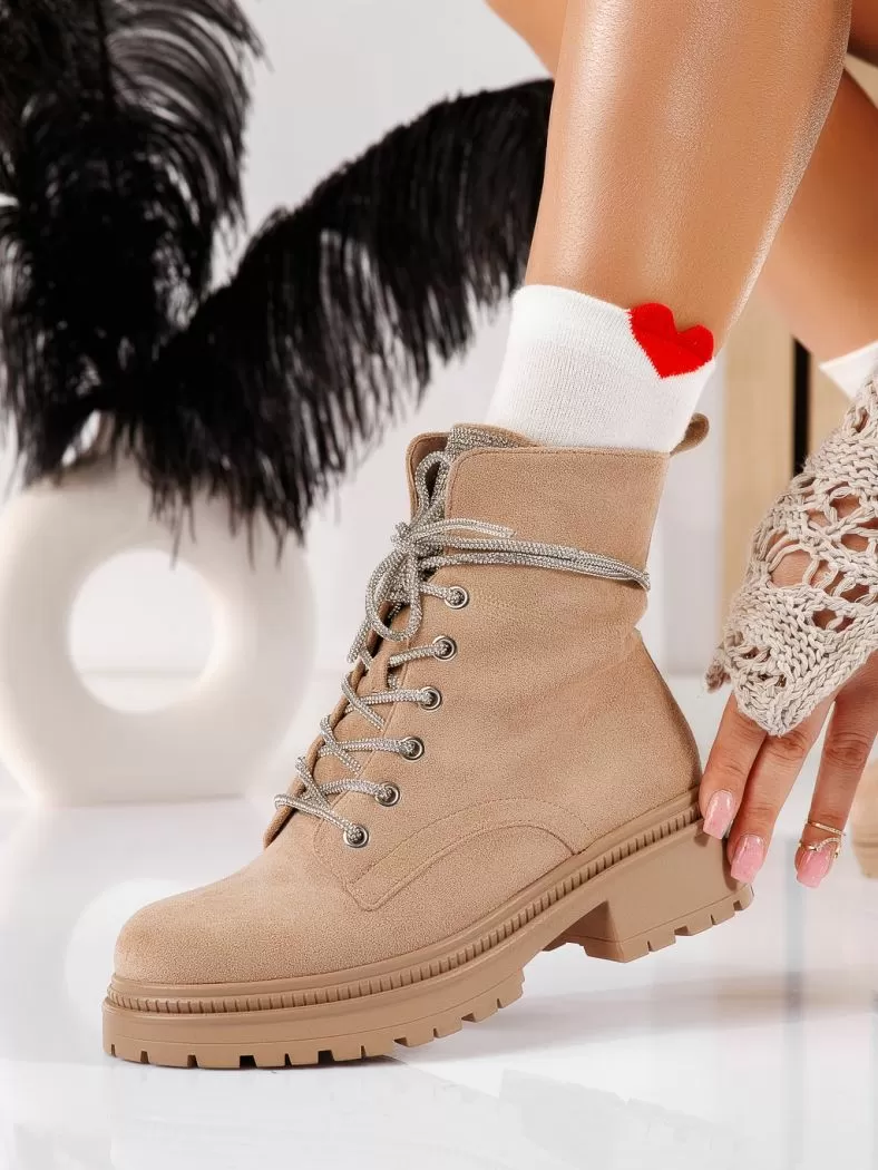 Ghete dama khaki din piele ecologica intoarsa Armita #20599