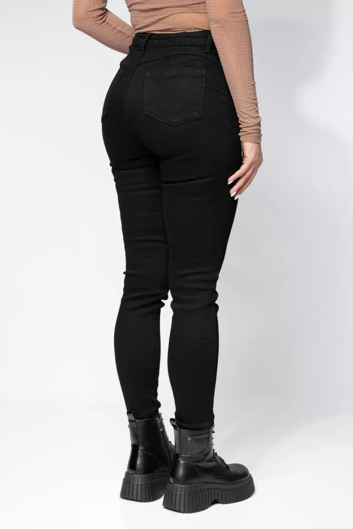 Blugi Skinny cu PushUp Vatuiti Dama Nancy Negri #A615