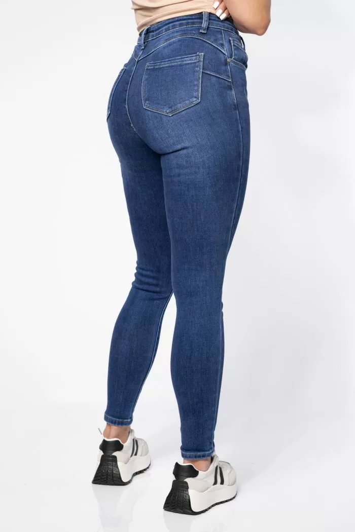 Blugi Skinny cu PushUp Vatuiti Dama Zina2 Albastri #A618