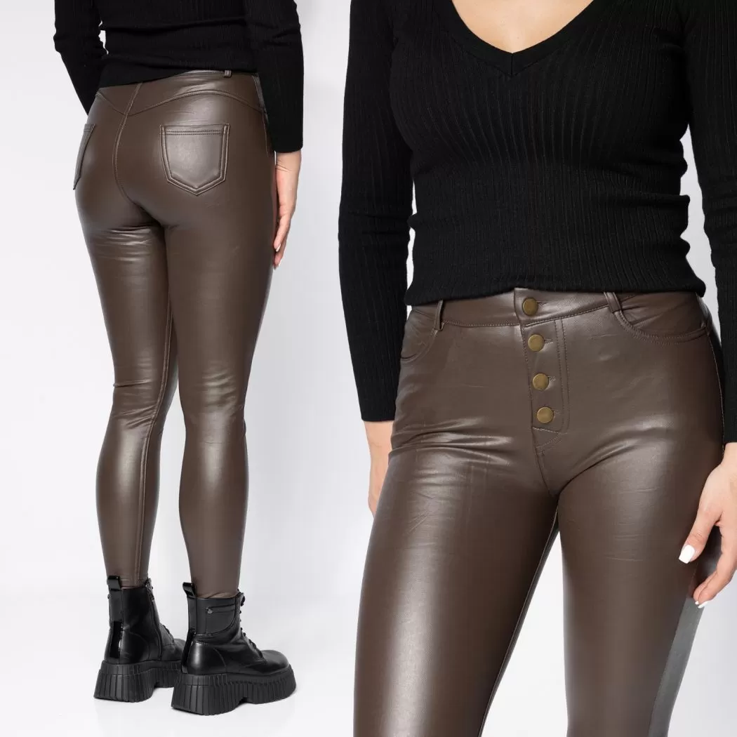 Pantaloni Piele Ecologica Vatuiti Dama Elif Maro #A635