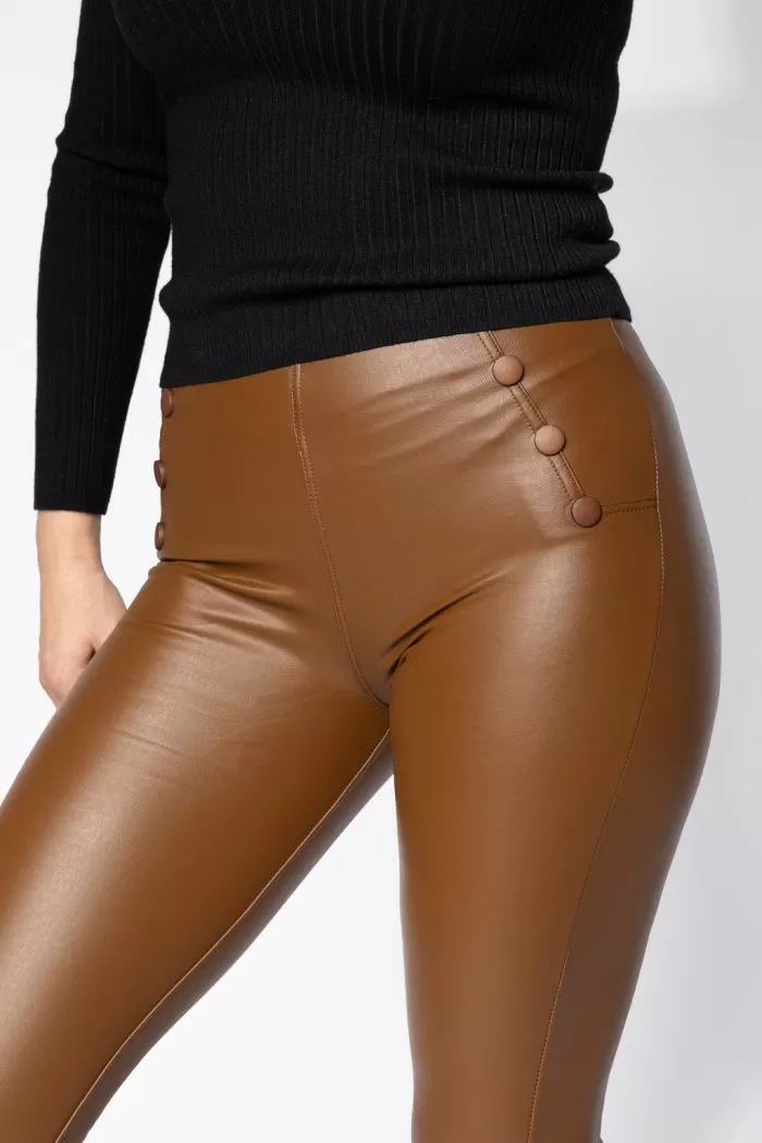Pantaloni Piele Ecologica Vatuiti Dama Leyla Maro #A637