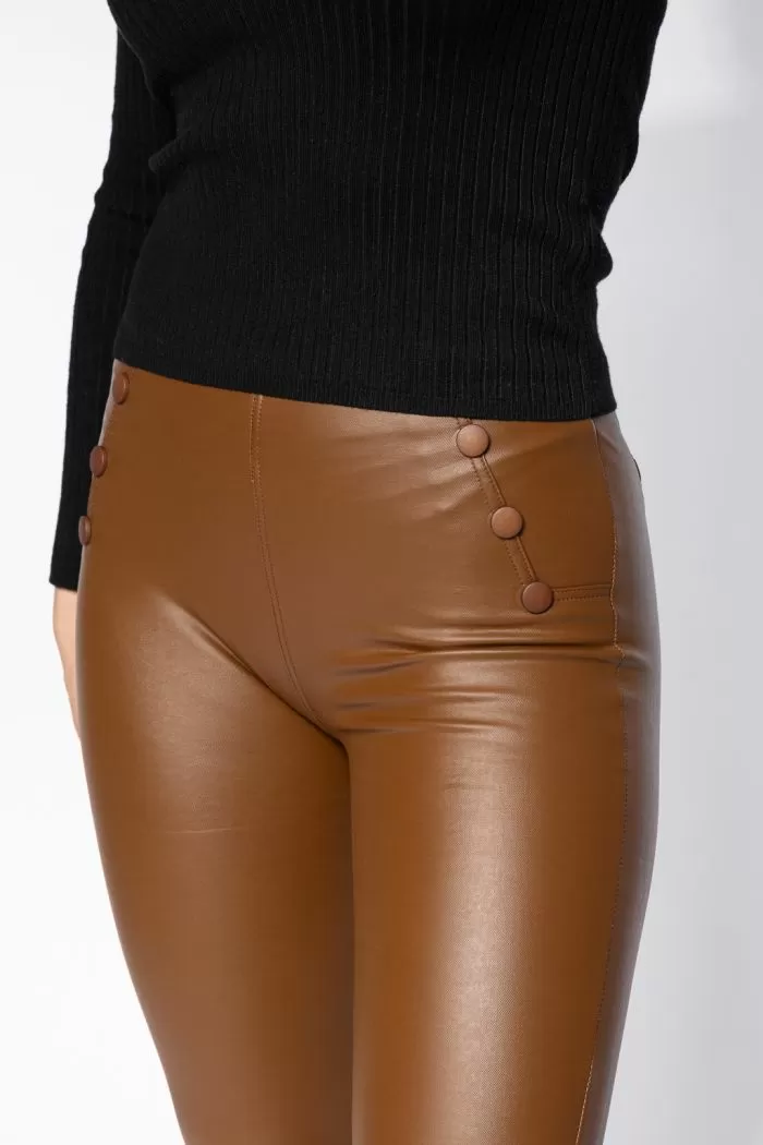 Pantaloni Piele Ecologica Vatuiti Dama Leyla Maro #A637