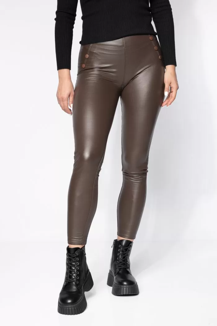 Pantaloni Piele Ecologica Vatuiti Dama Leyla Maro #A638
