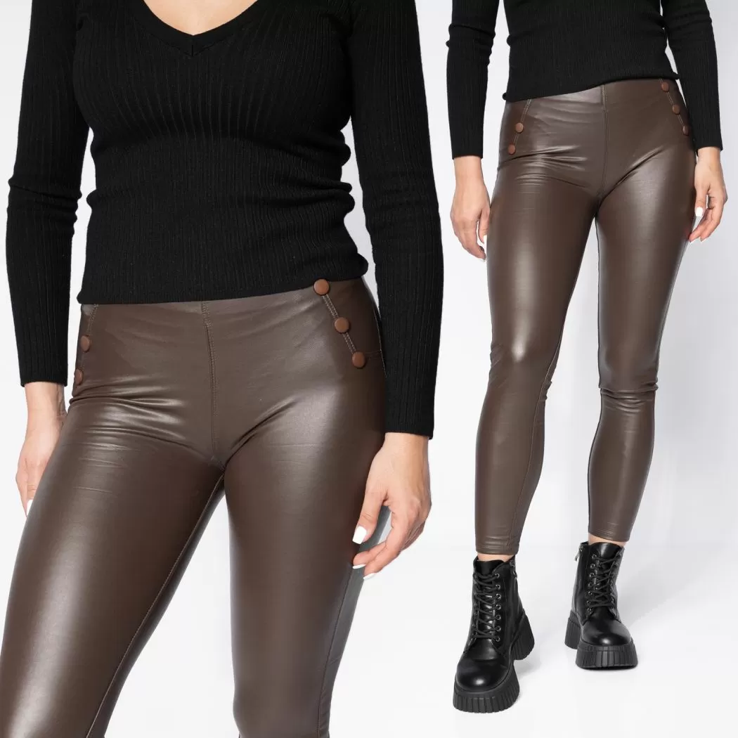 Pantaloni Piele Ecologica Vatuiti Dama Leyla Maro #A638