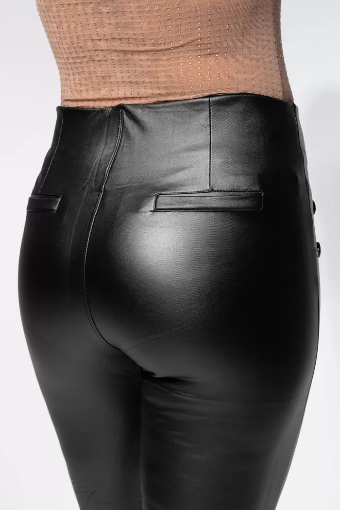 Pantaloni Piele Ecologica Vatuiti Dama Leyla Negri #A639