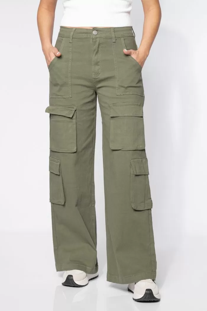 Blugi Tip Cargo Dama Miki Khaki #A642