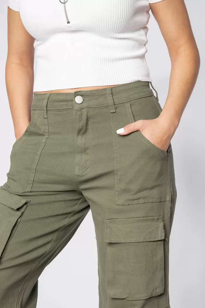 Blugi Tip Cargo Dama Miki Khaki #A642